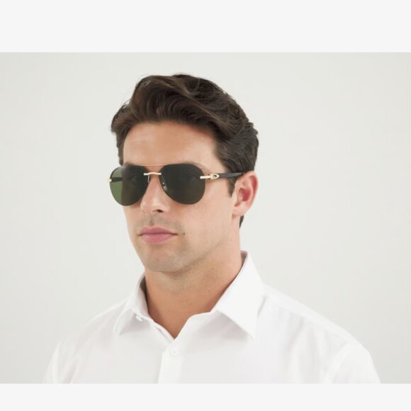 Authentic Cartier CT0275S 002 61 Aviator Pilot Sunglasses Havana Green Gold - Picture 12 of 12